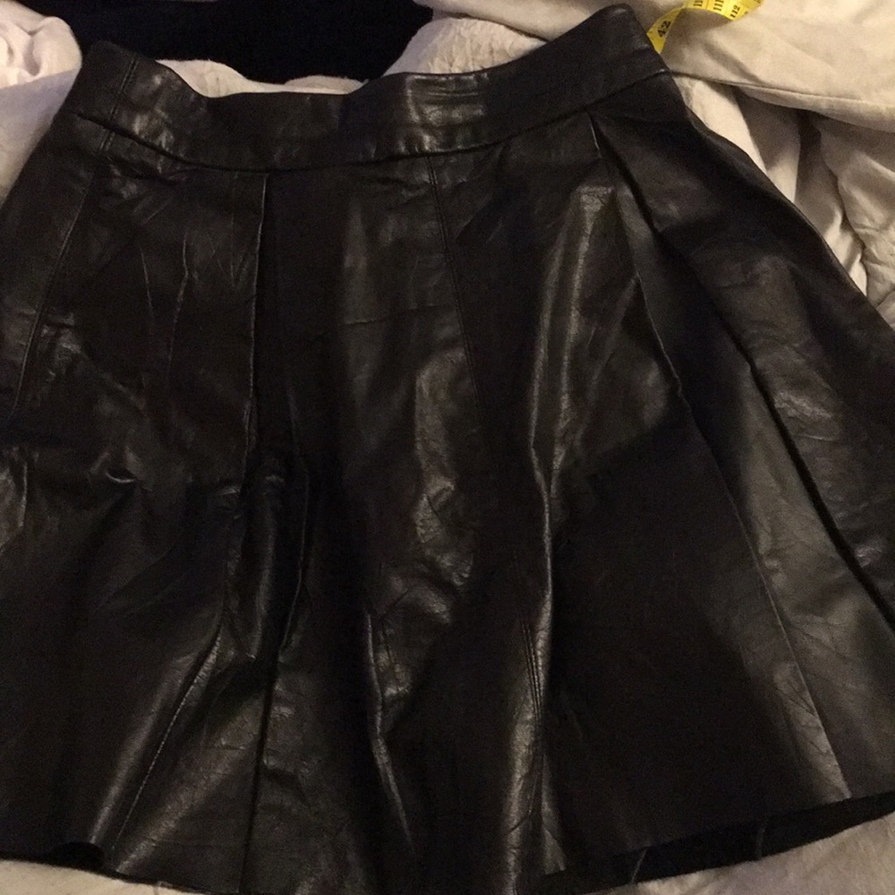Reformation Vintage Black Leather A-like Skirt